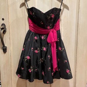 Betsy Johnson Strapless Floral Dress ,pink ribbon0